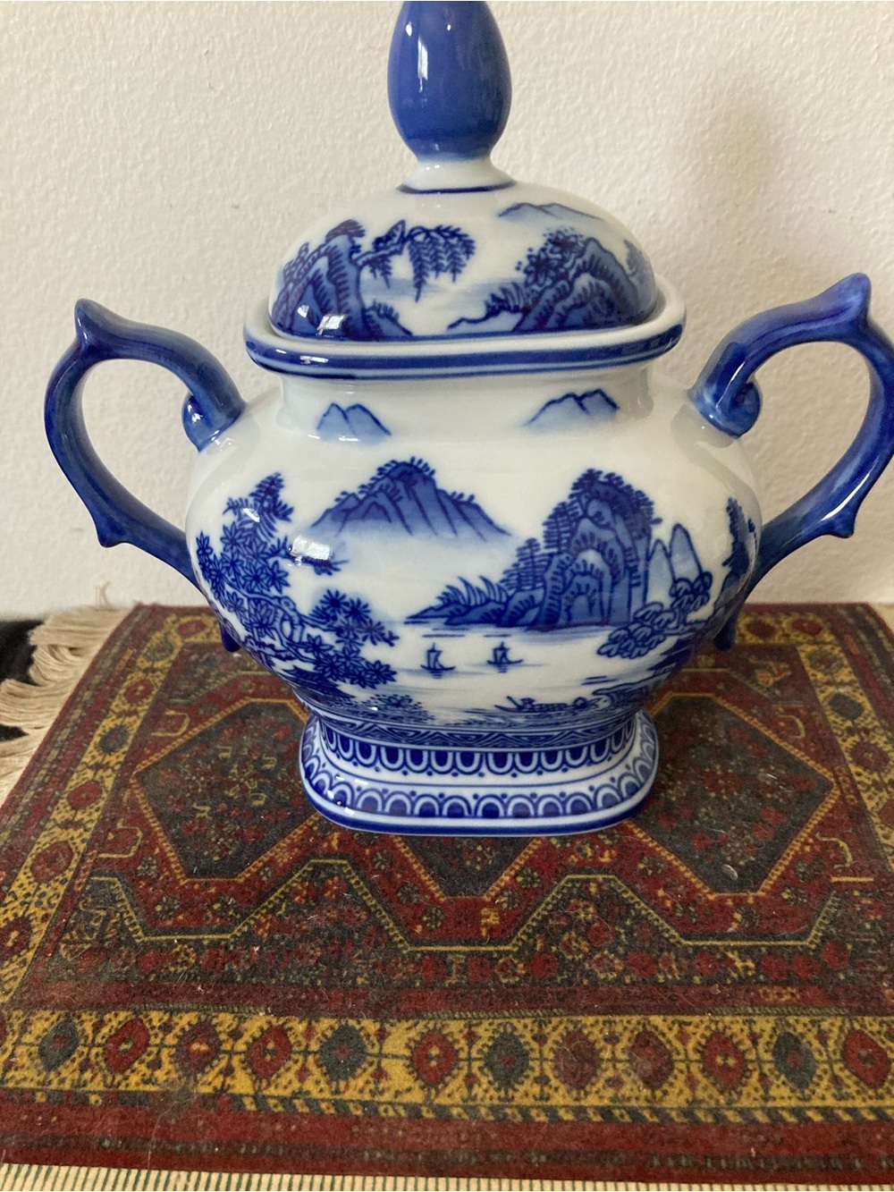 Bombay Blue & White Porcelain Decorative Lidded Jar - Classic Home Art